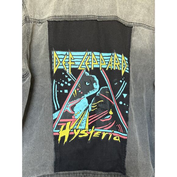 Junk Food Def Leppard 80’s Rock Vintage Oversized Hysteria Jean Jacket Black XL - Picture 5 of 11